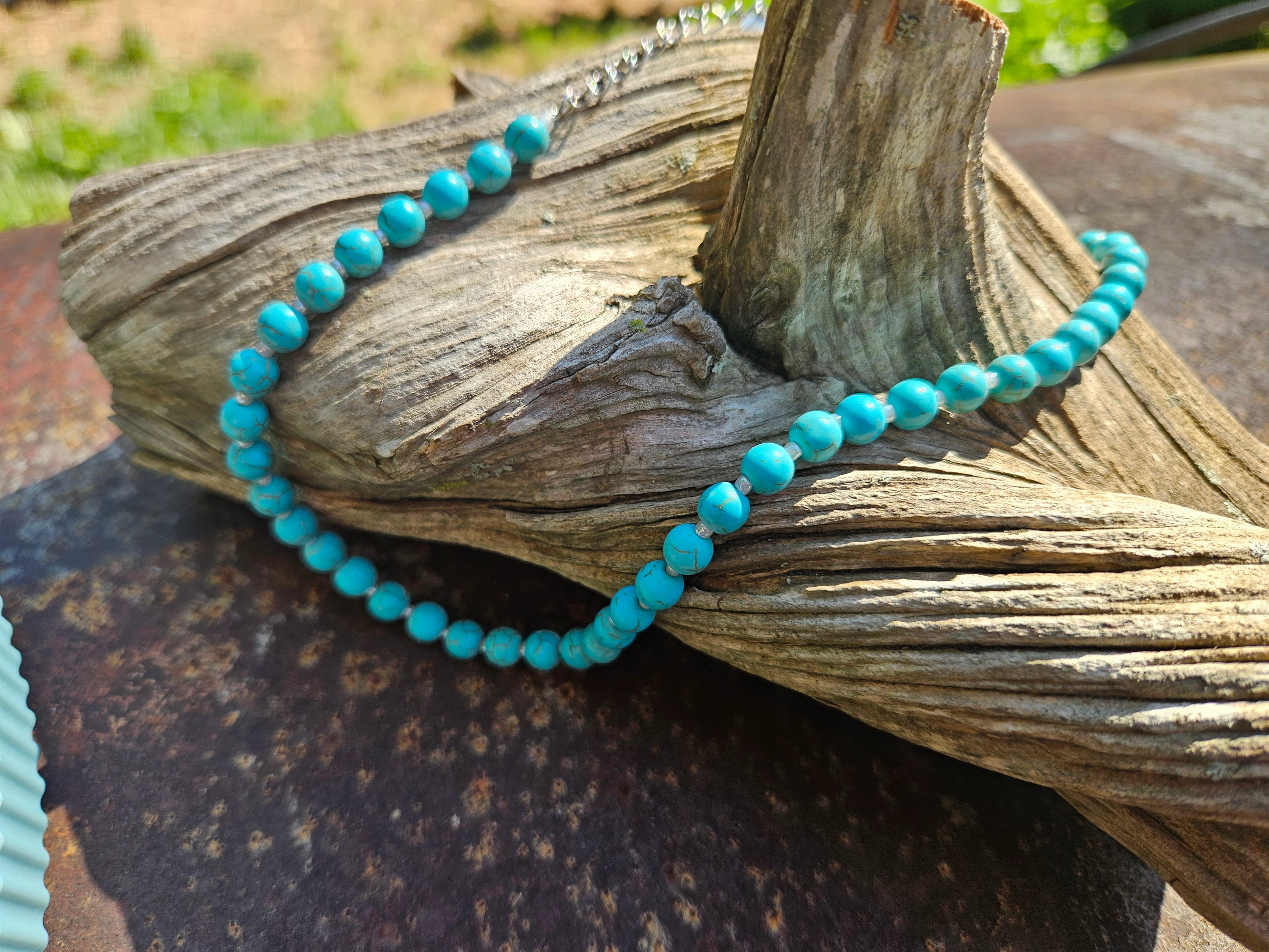 Teal Turquoise-Inspired Choker Necklace