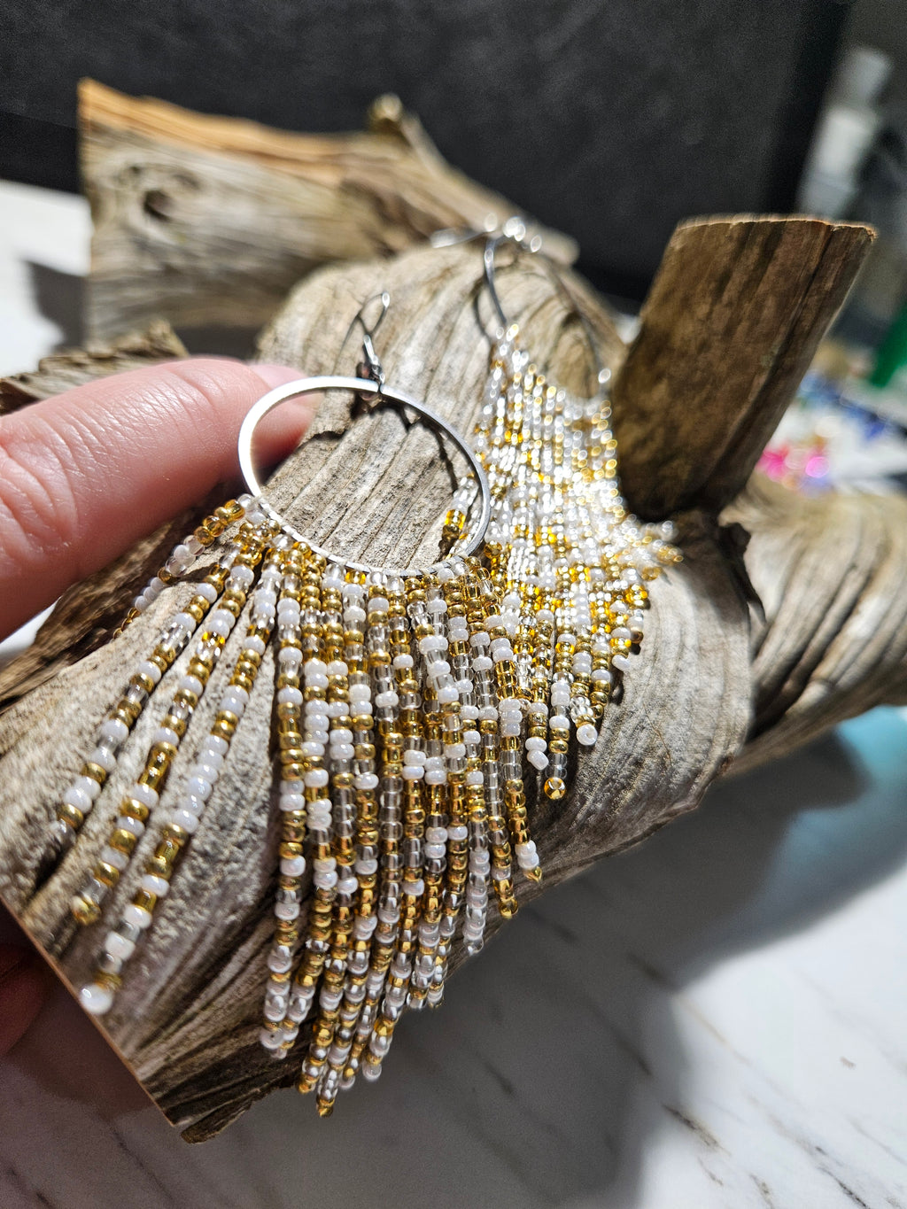 Golden sky fringe earrings