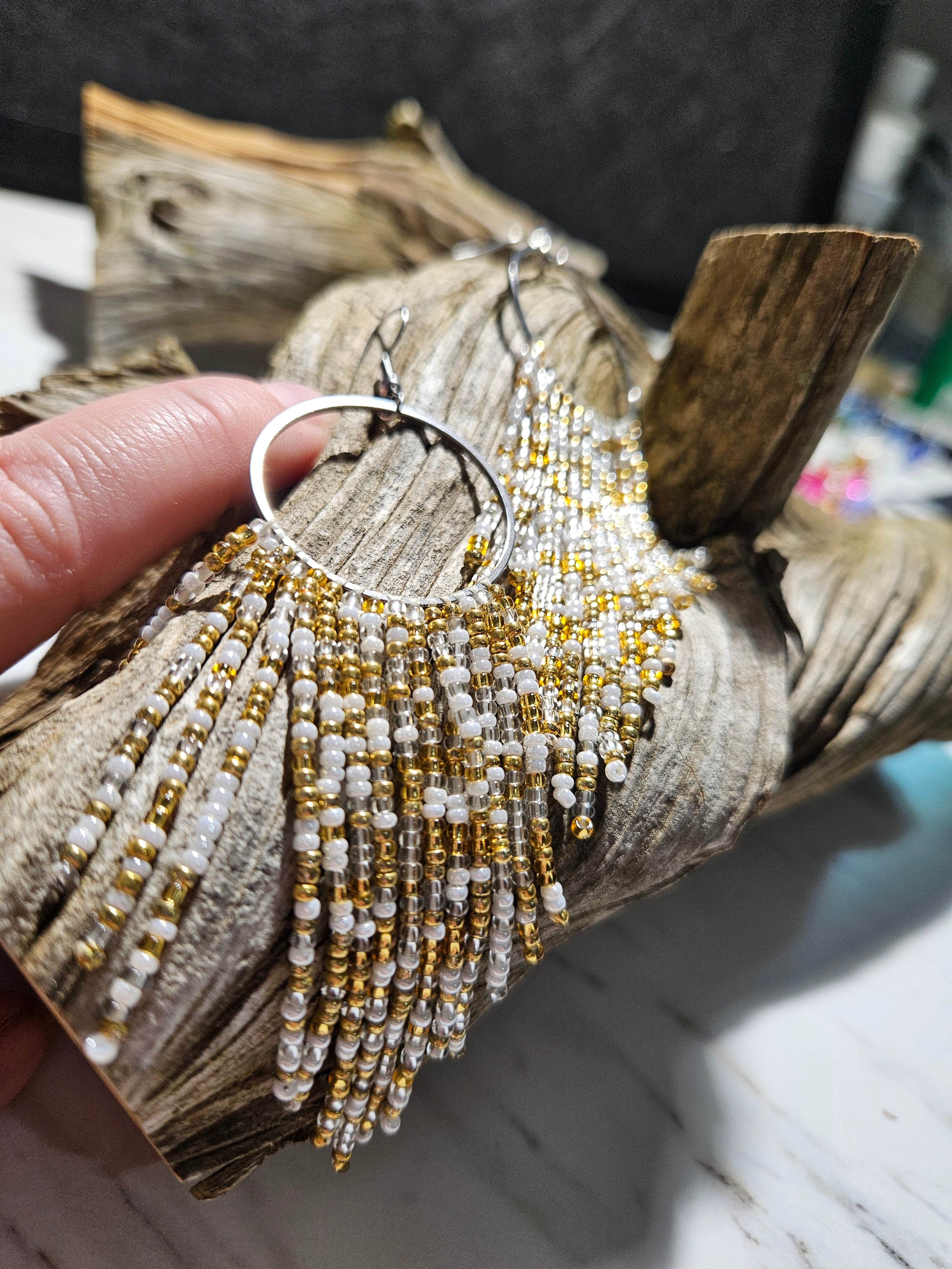 Golden sky fringe earrings