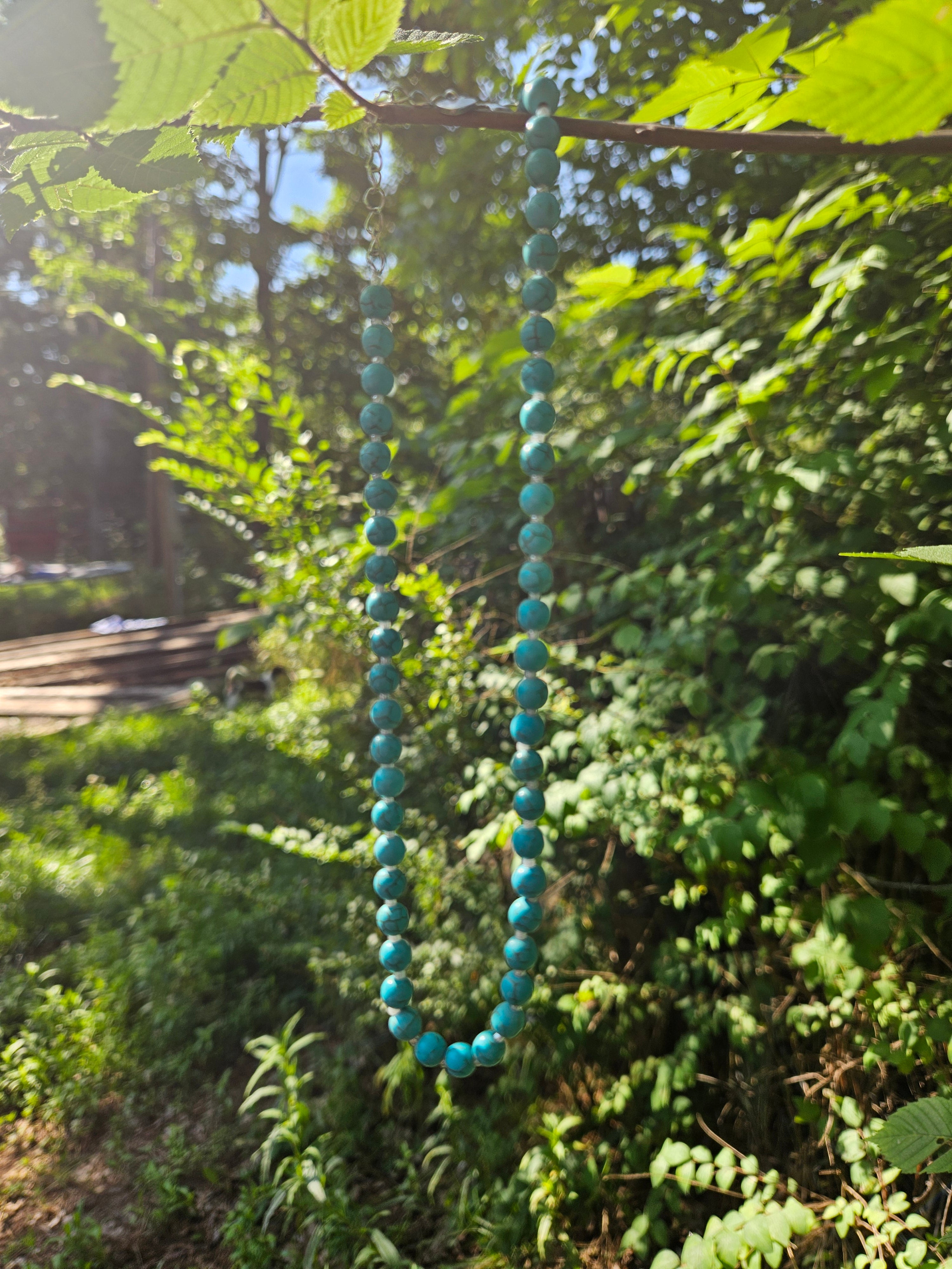 Teal Turquoise-Inspired Choker Necklace