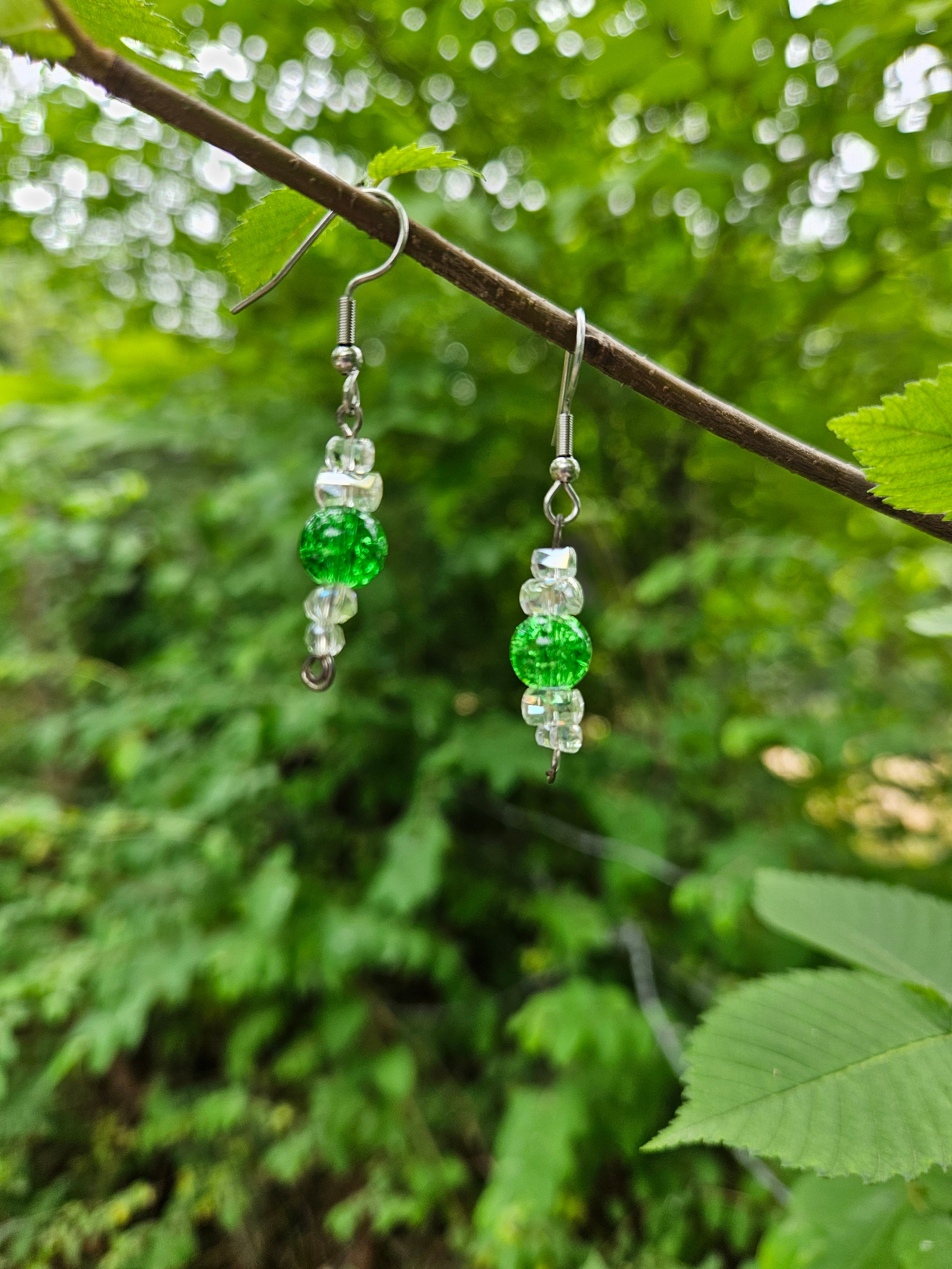 Green dangle earring