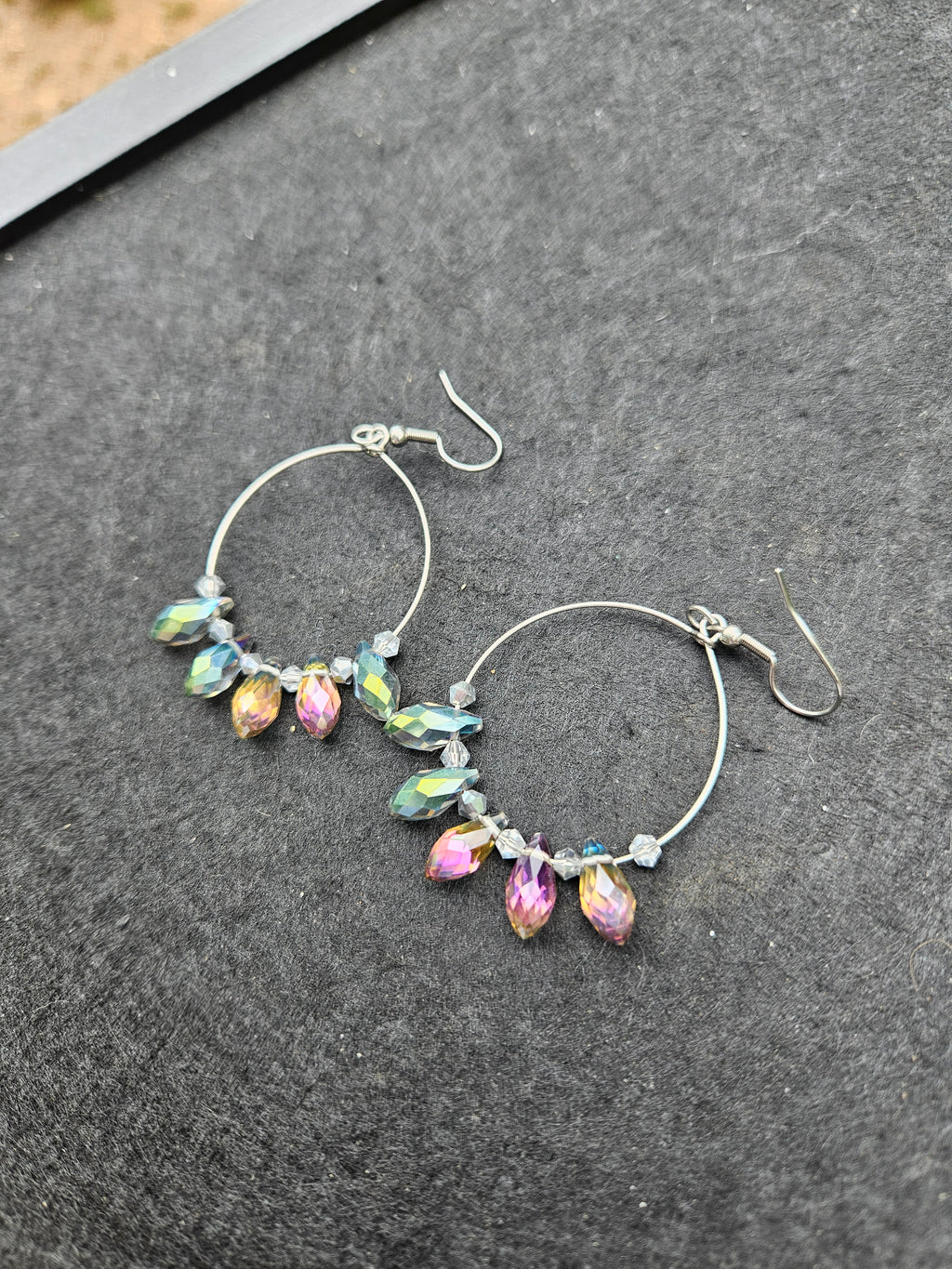 Crystal tear drop hoop earrings