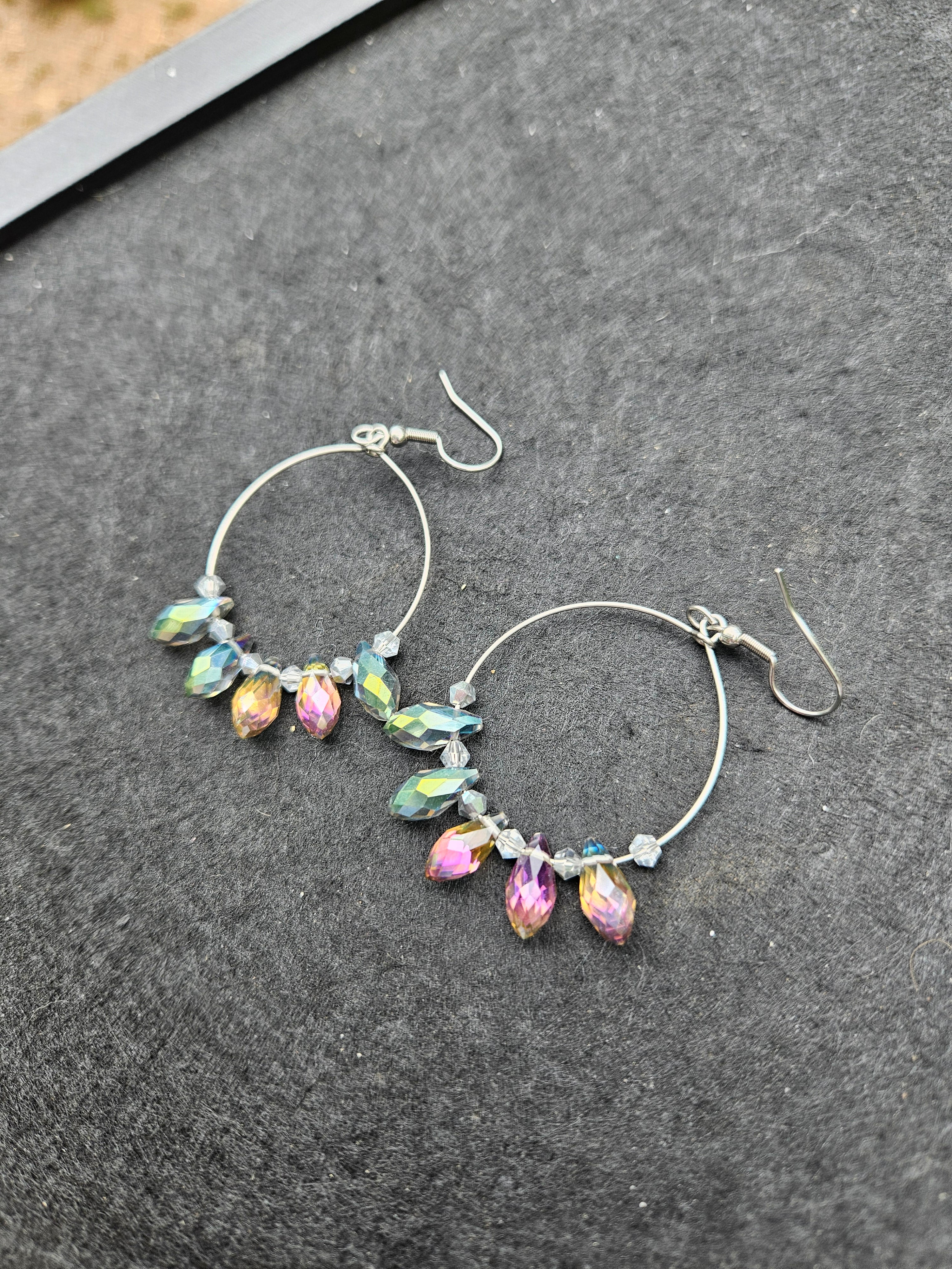 Crystal tear drop hoop earrings