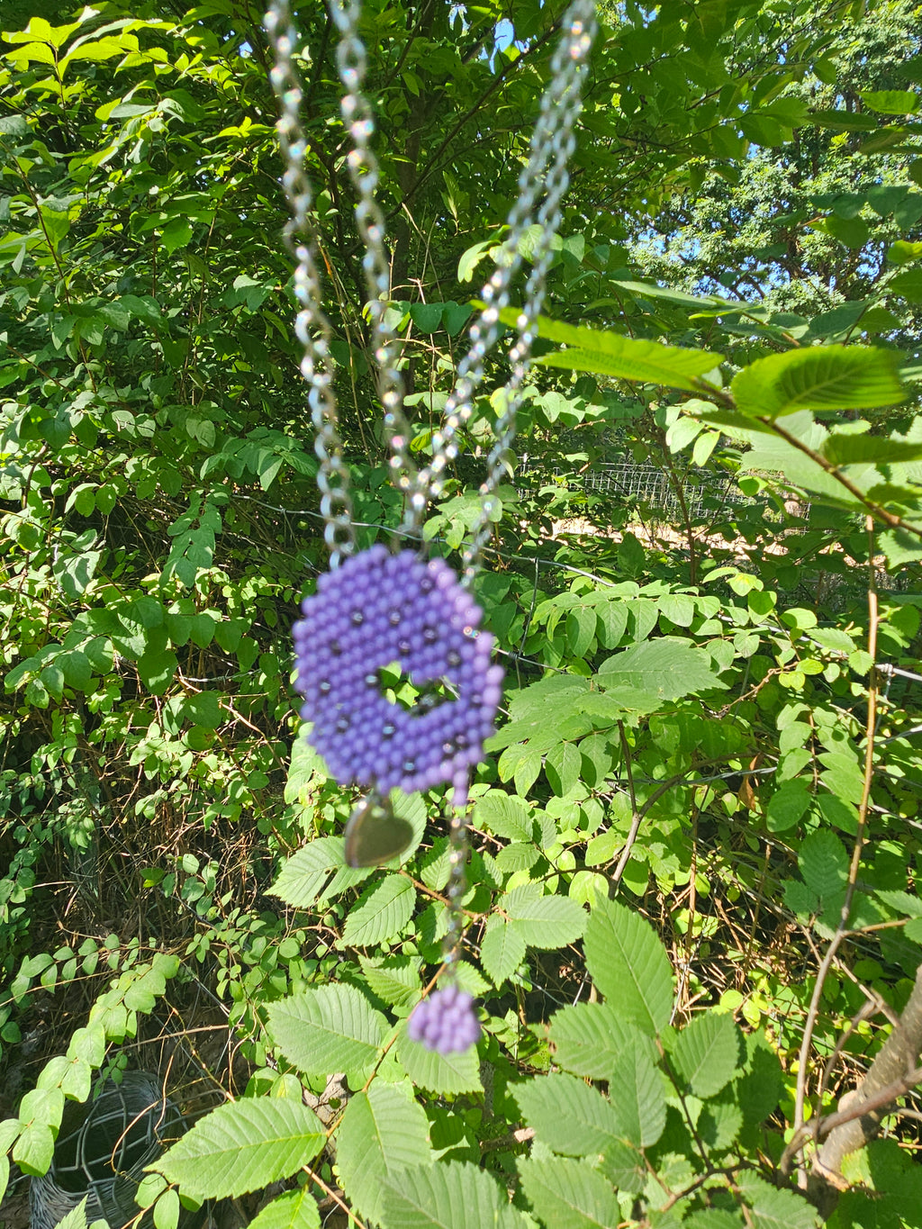 Lavender Heart Beaded Necklace