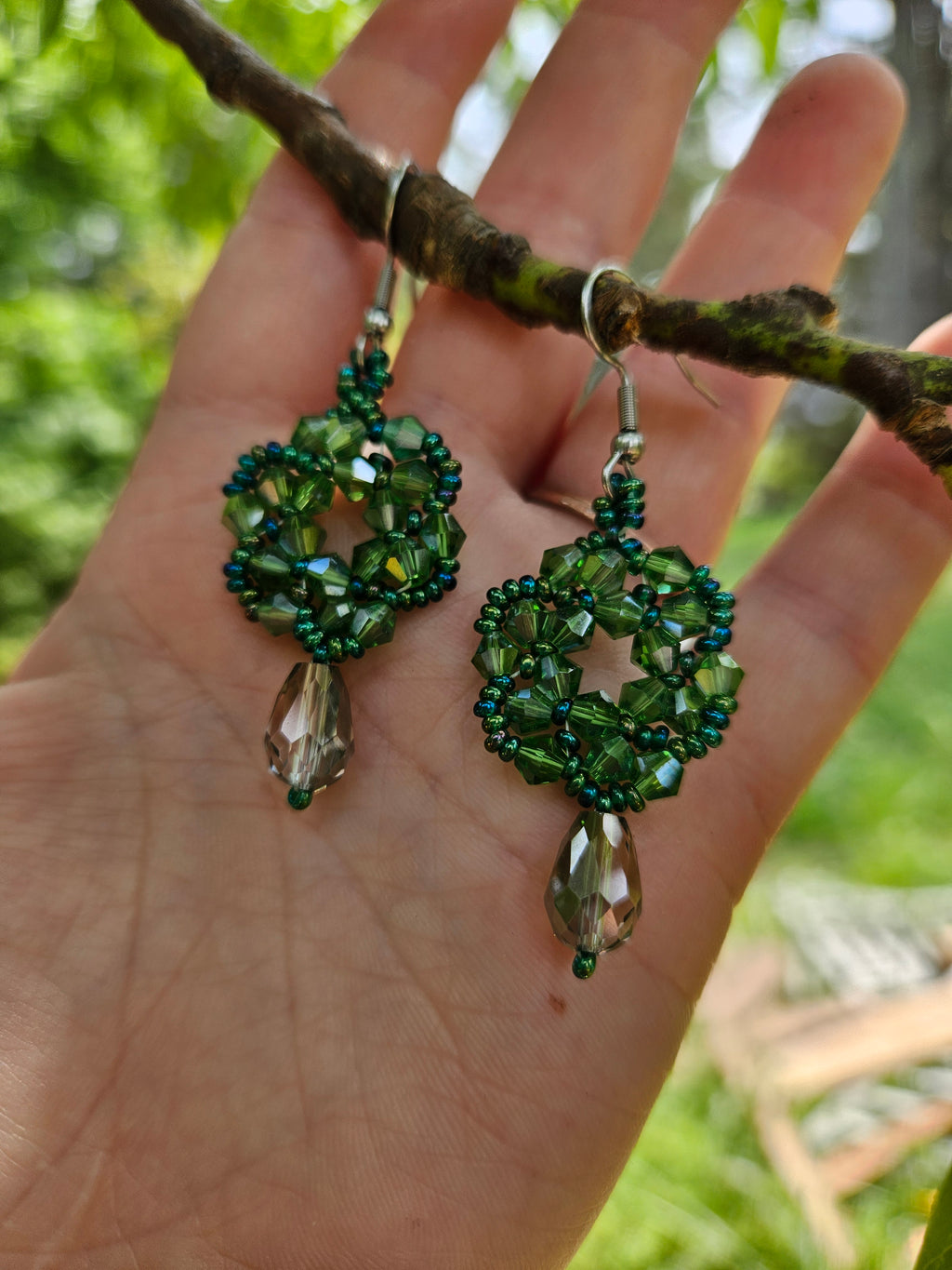 Forrest green swirl dangle earrings