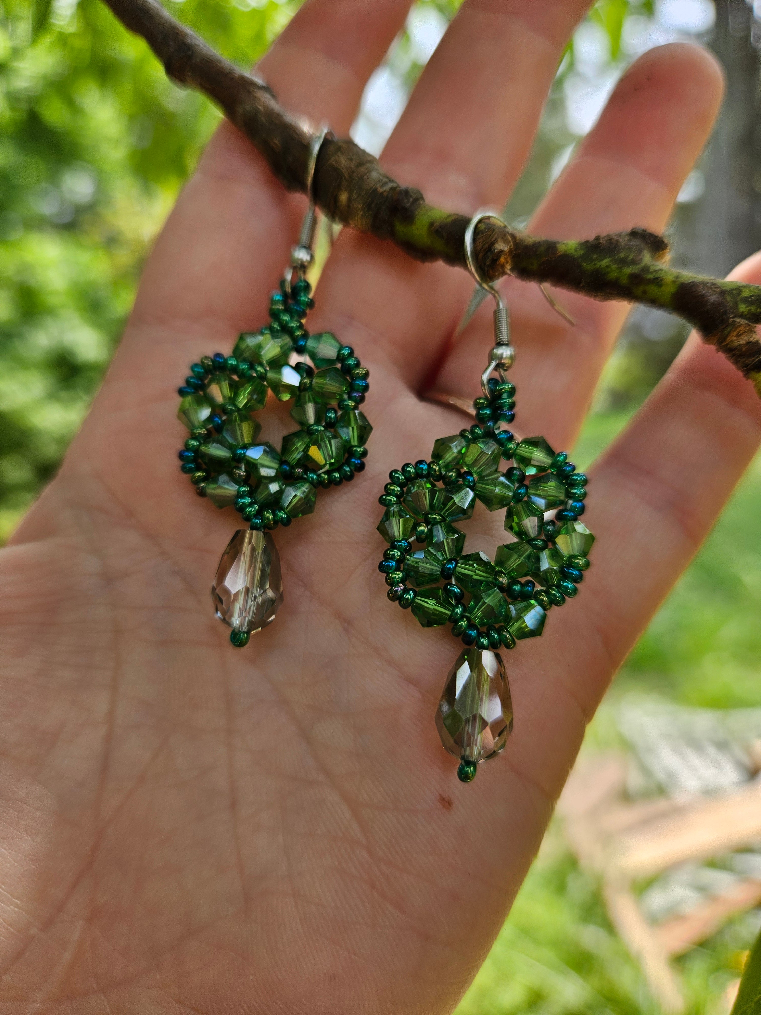 Forrest green swirl dangle earrings