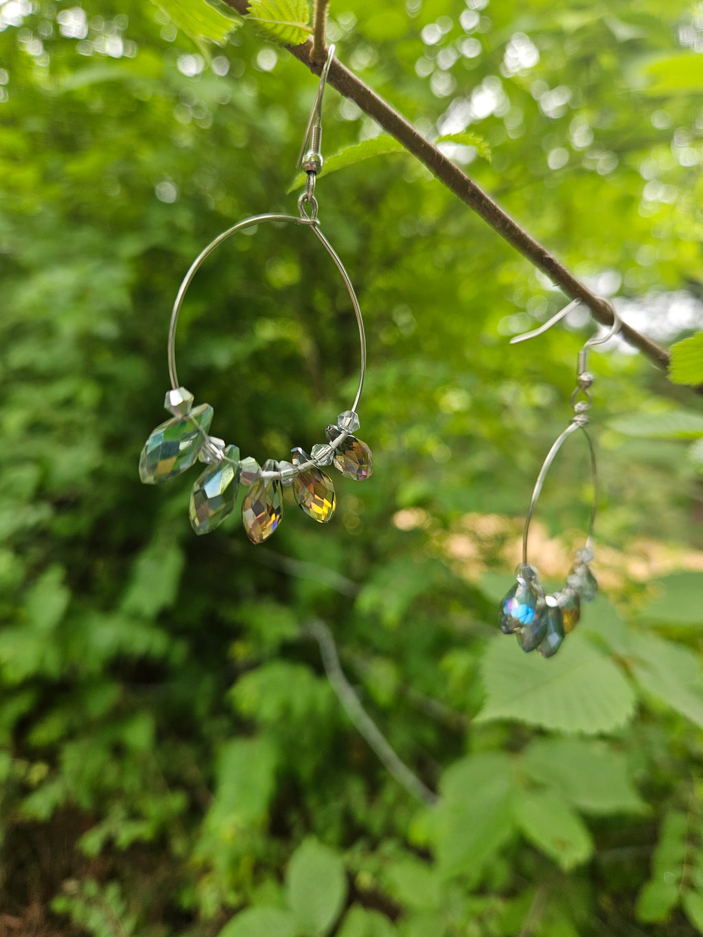 Crystal tear drop hoop earrings