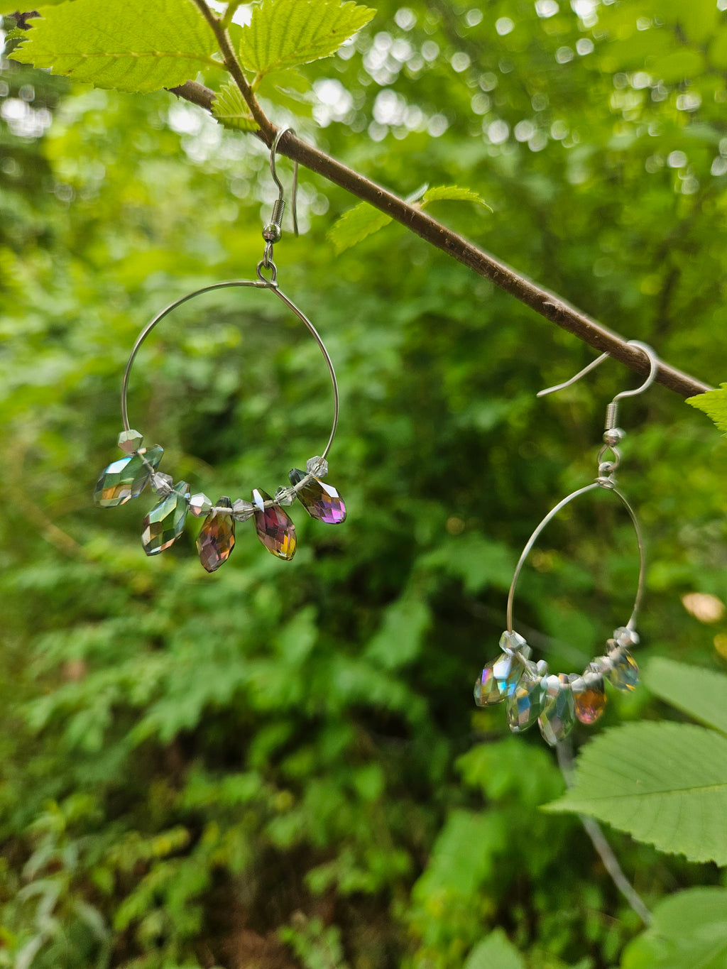 Crystal tear drop hoop earrings