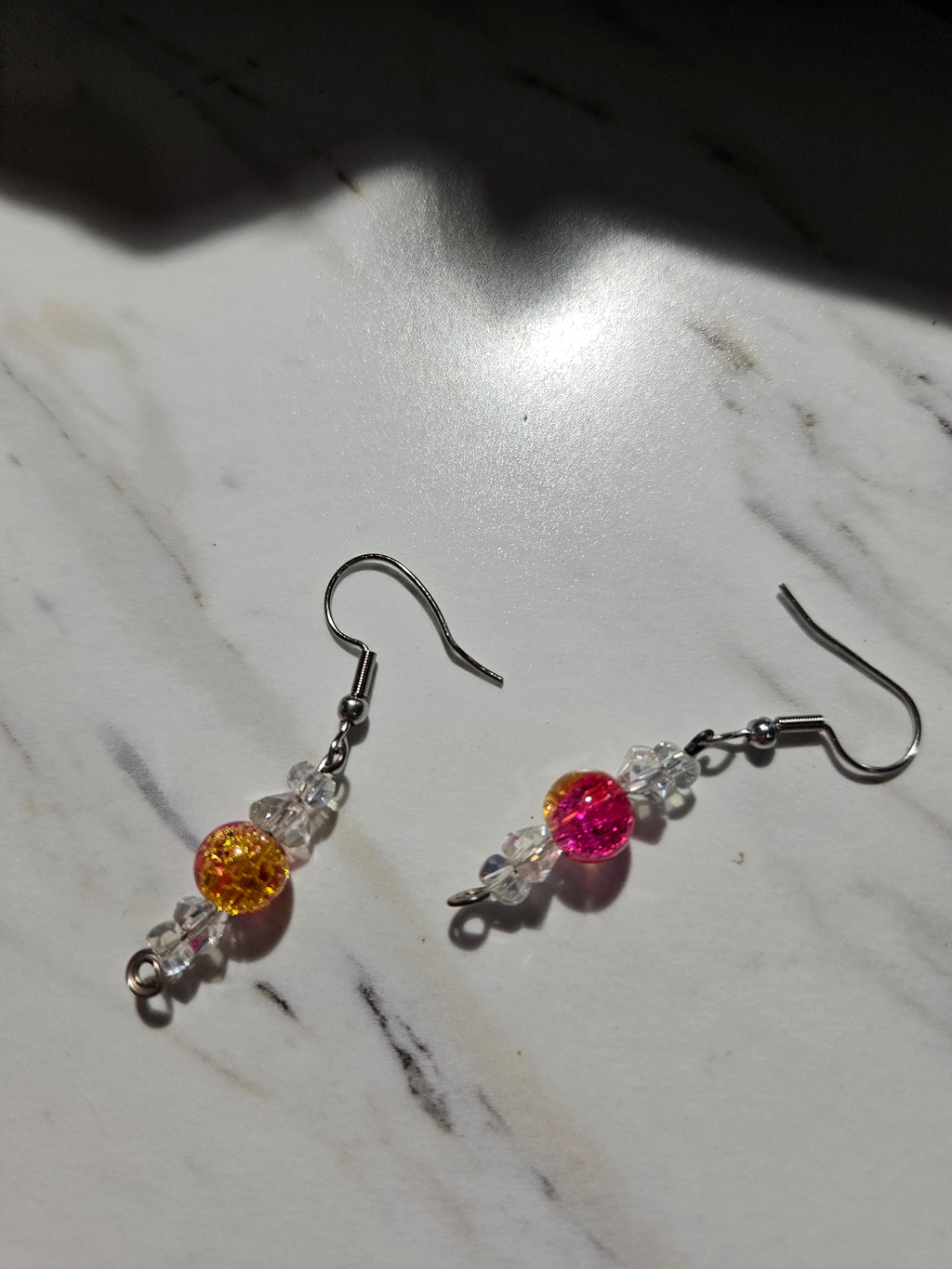 Pink lemonaide dangle earrings