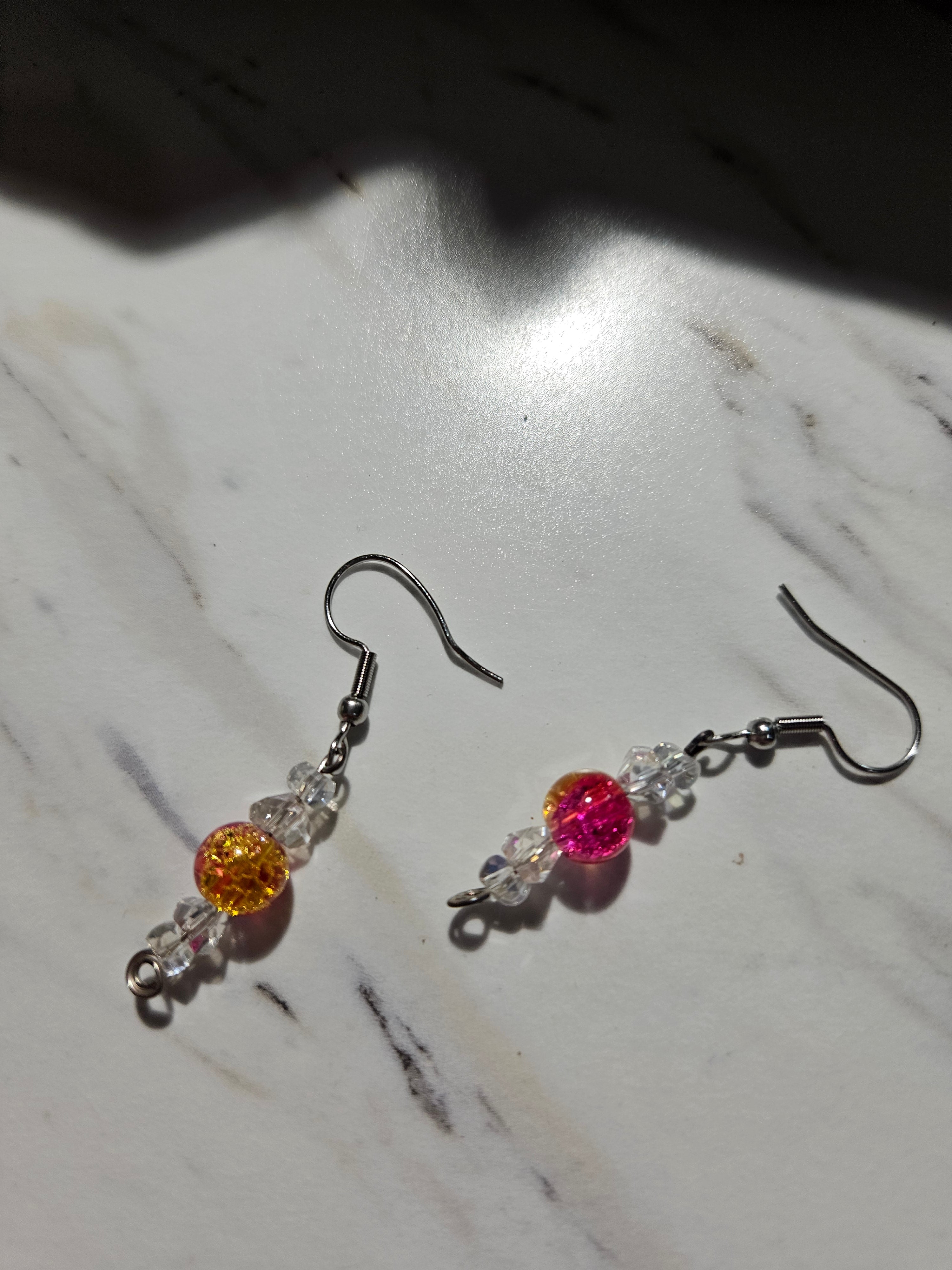 Pink lemonaide dangle earrings