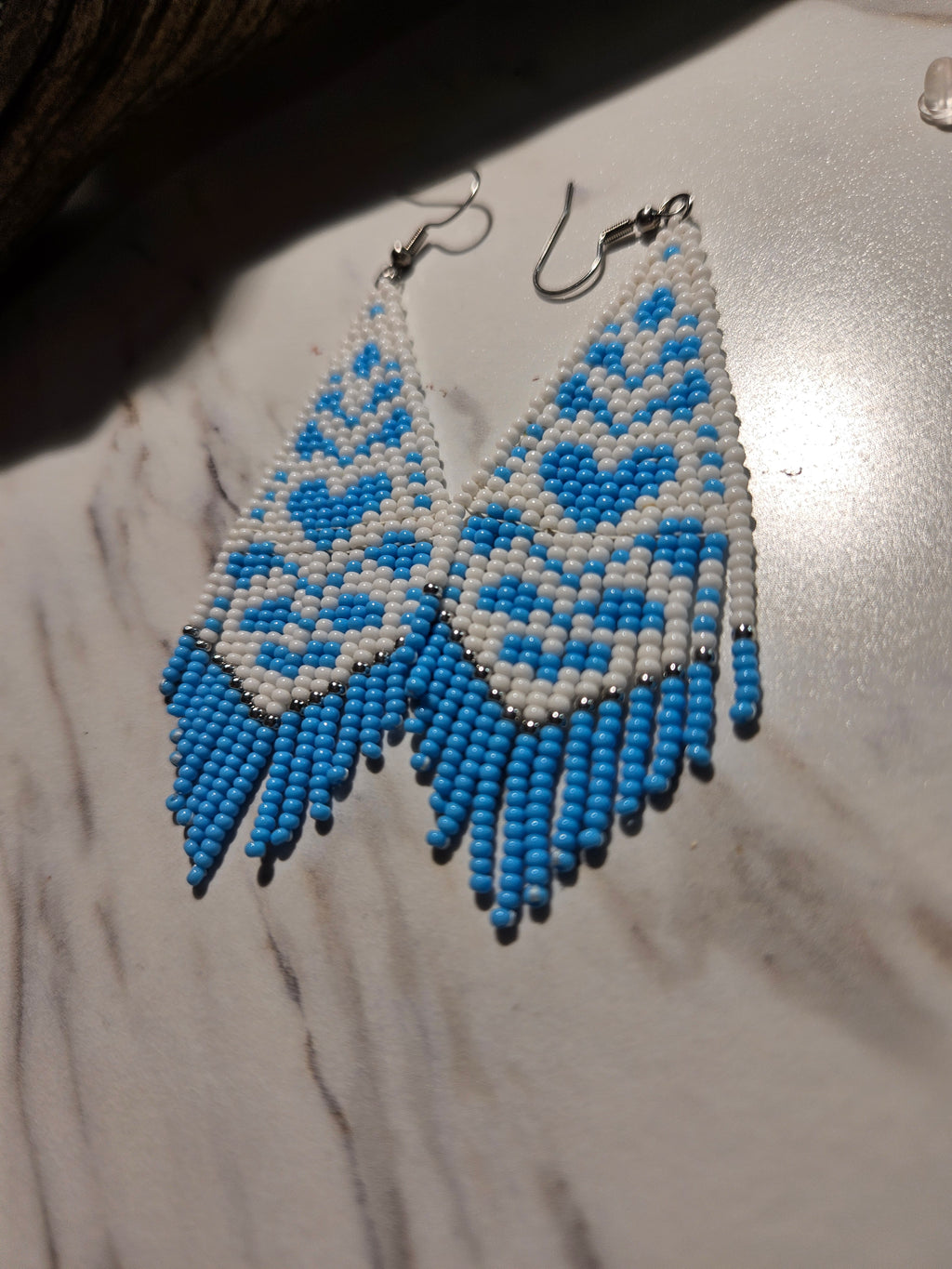 Cloud and sky fringe earrings