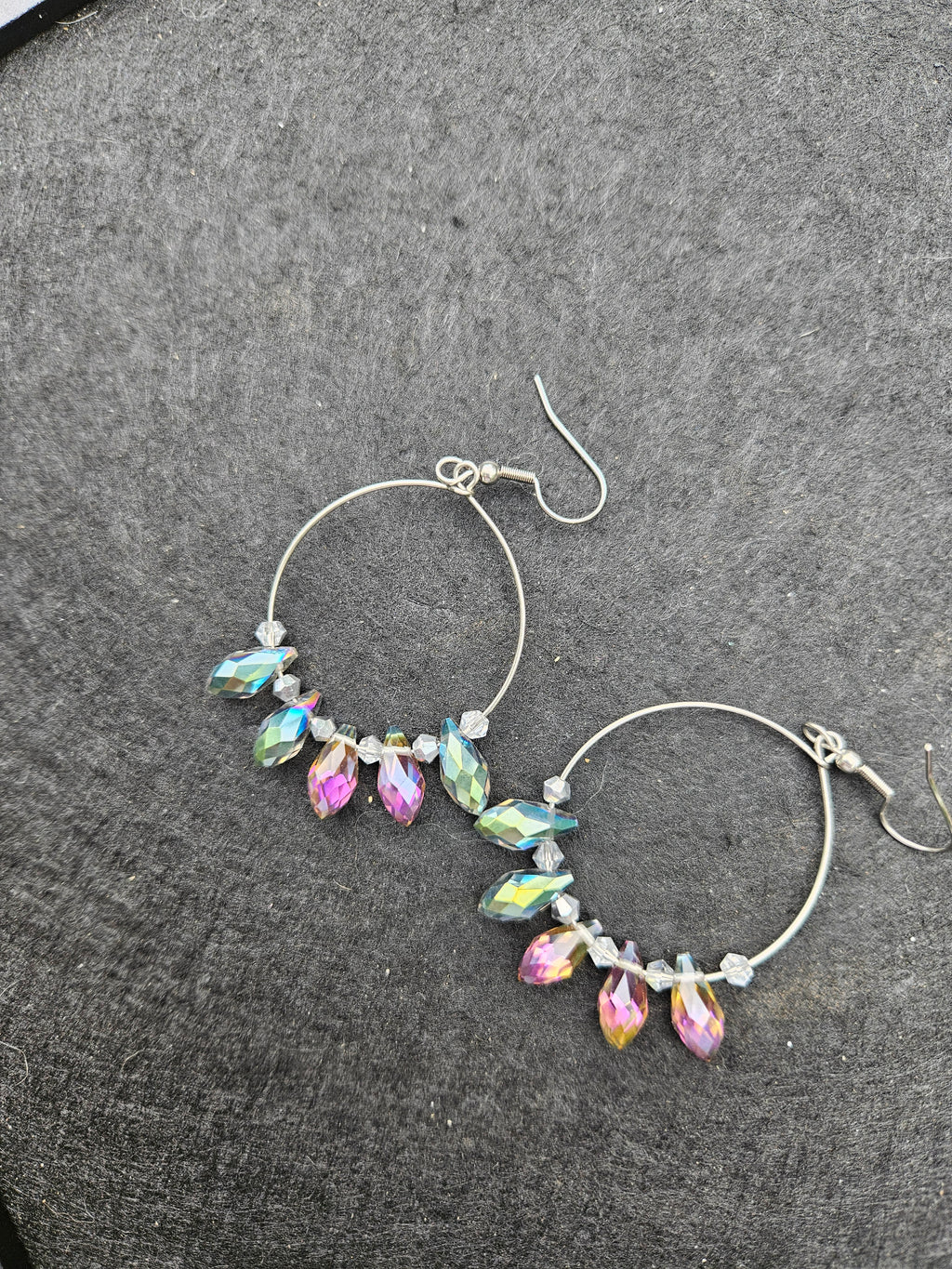 Crystal tear drop hoop earrings