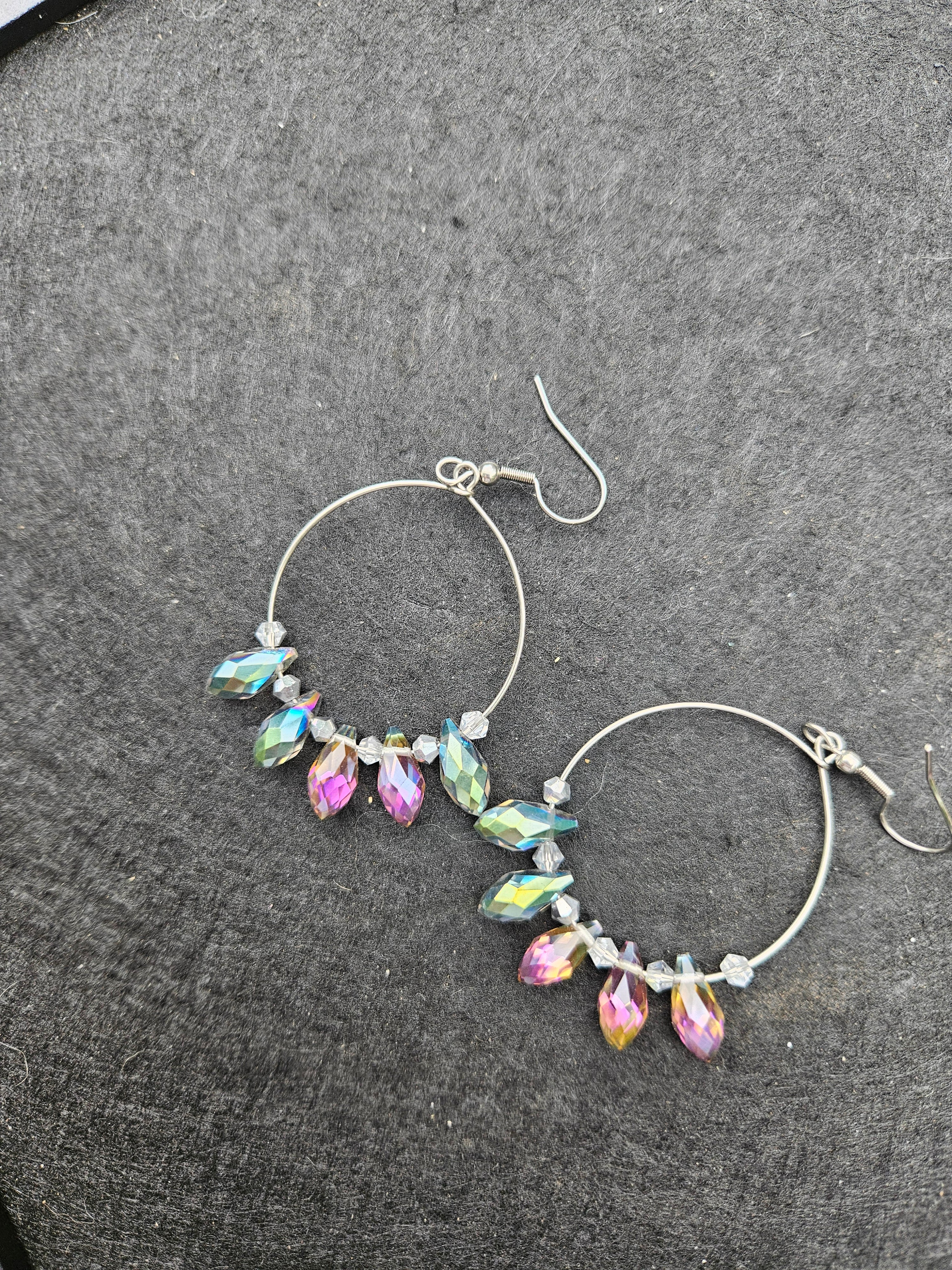 Crystal tear drop hoop earrings