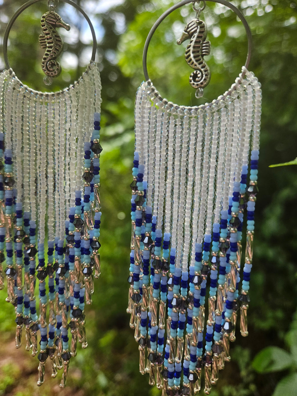 Seas horse fringe earrings