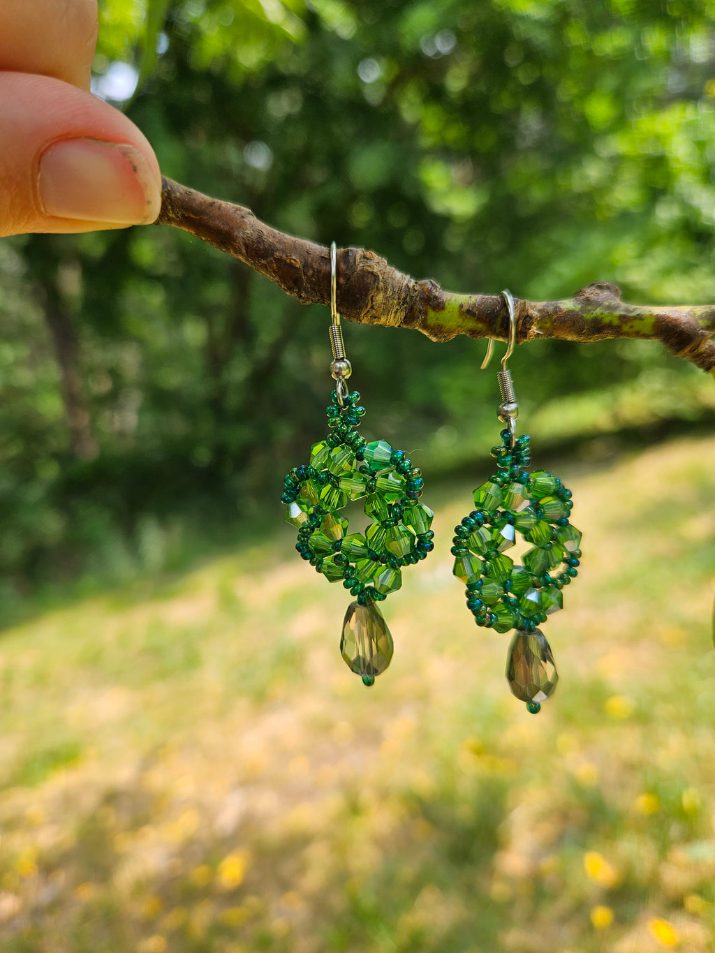 Forrest green swirl dangle earrings