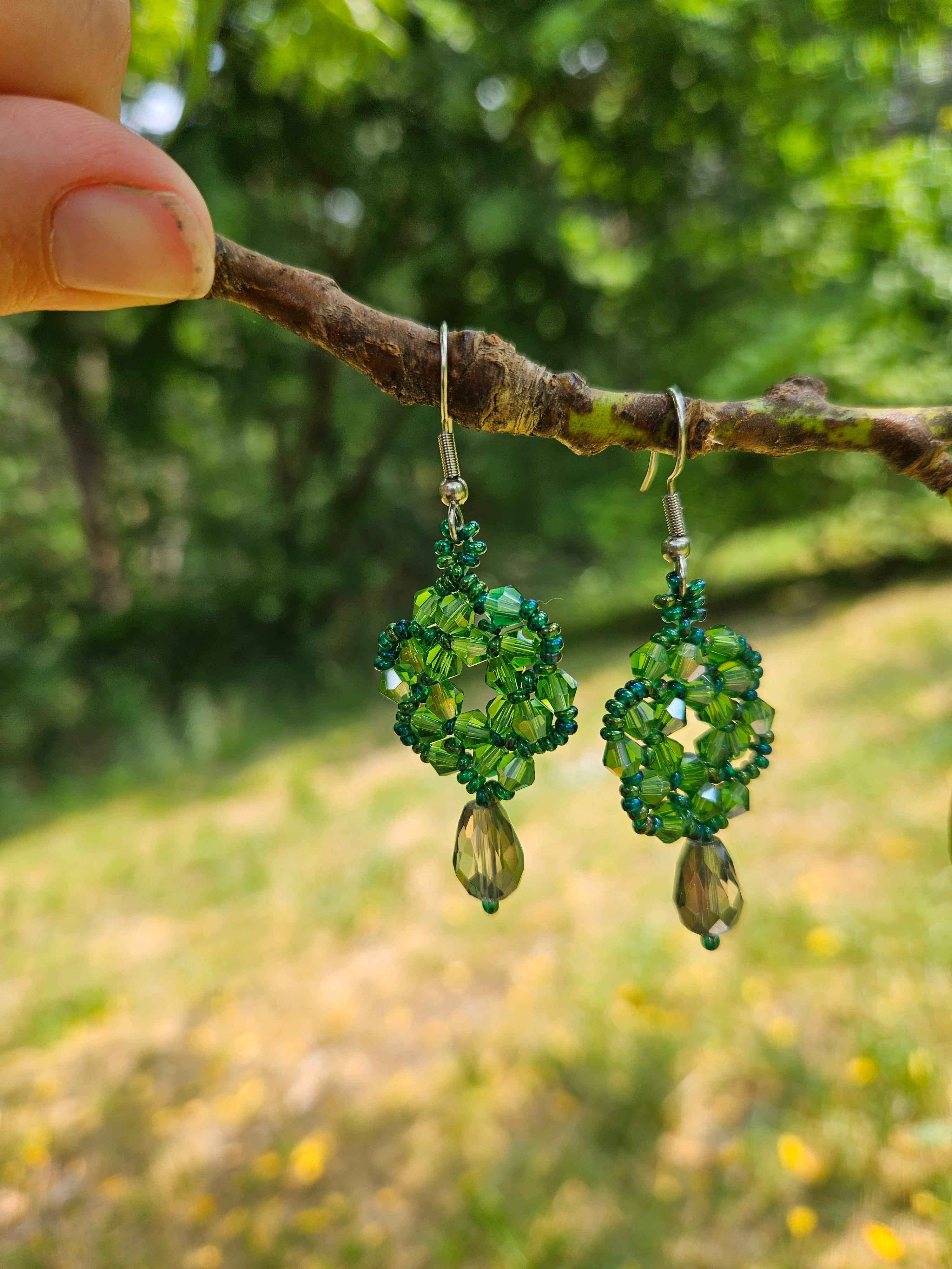 Forrest green swirl dangle earrings