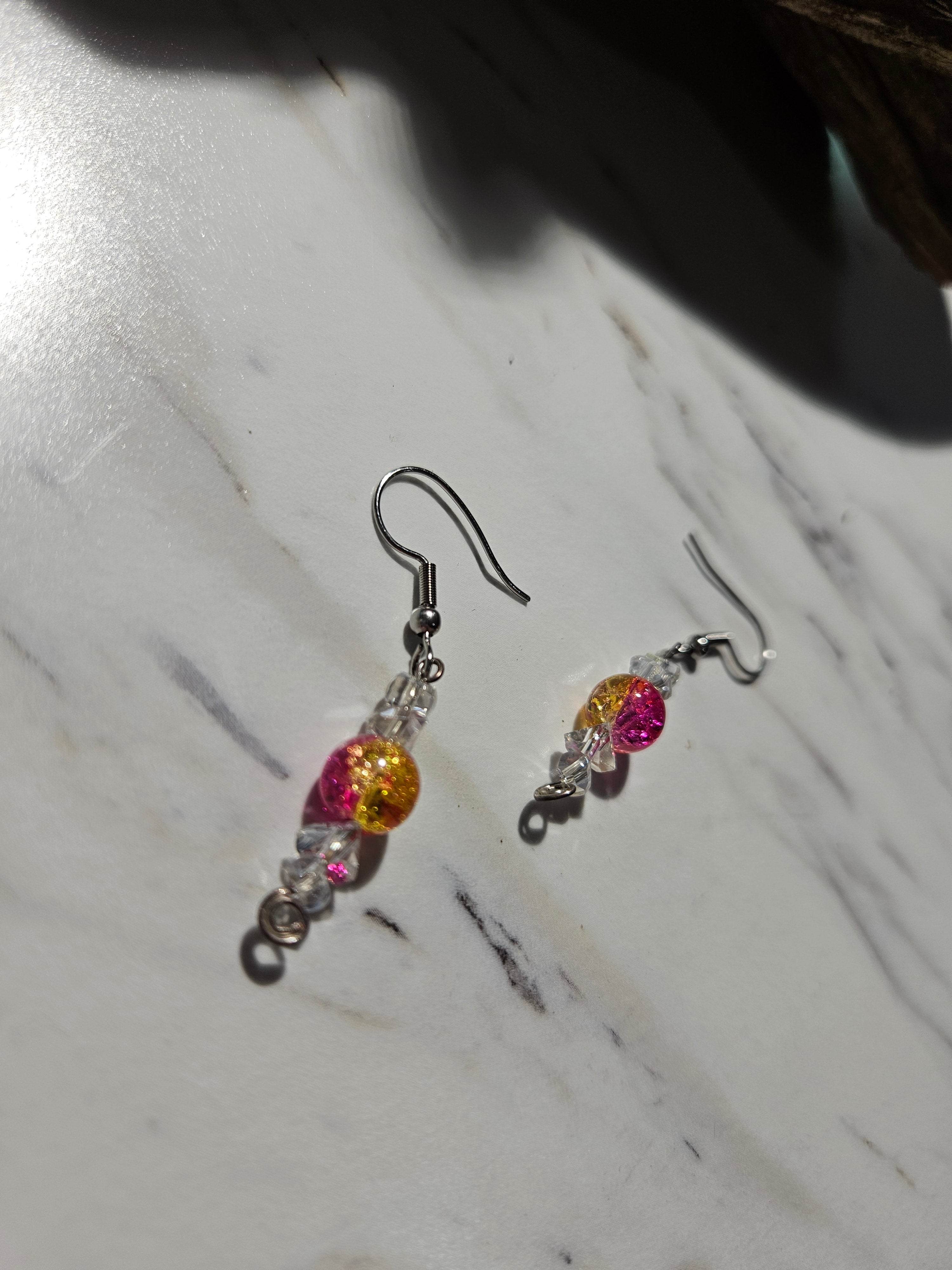 Pink lemonaide dangle earrings