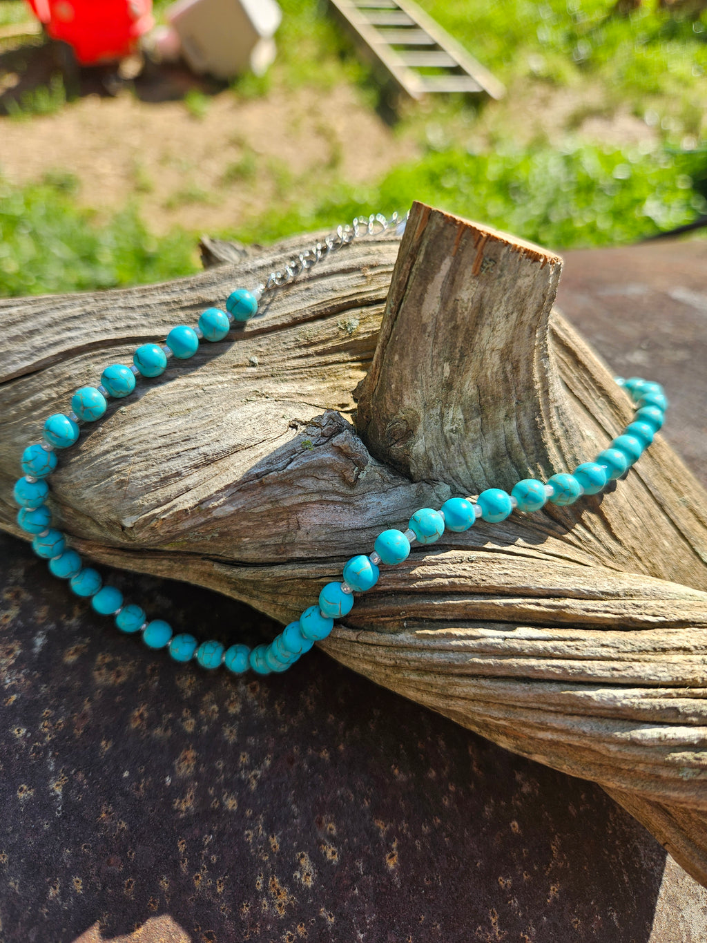 Teal Turquoise-Inspired Choker Necklace