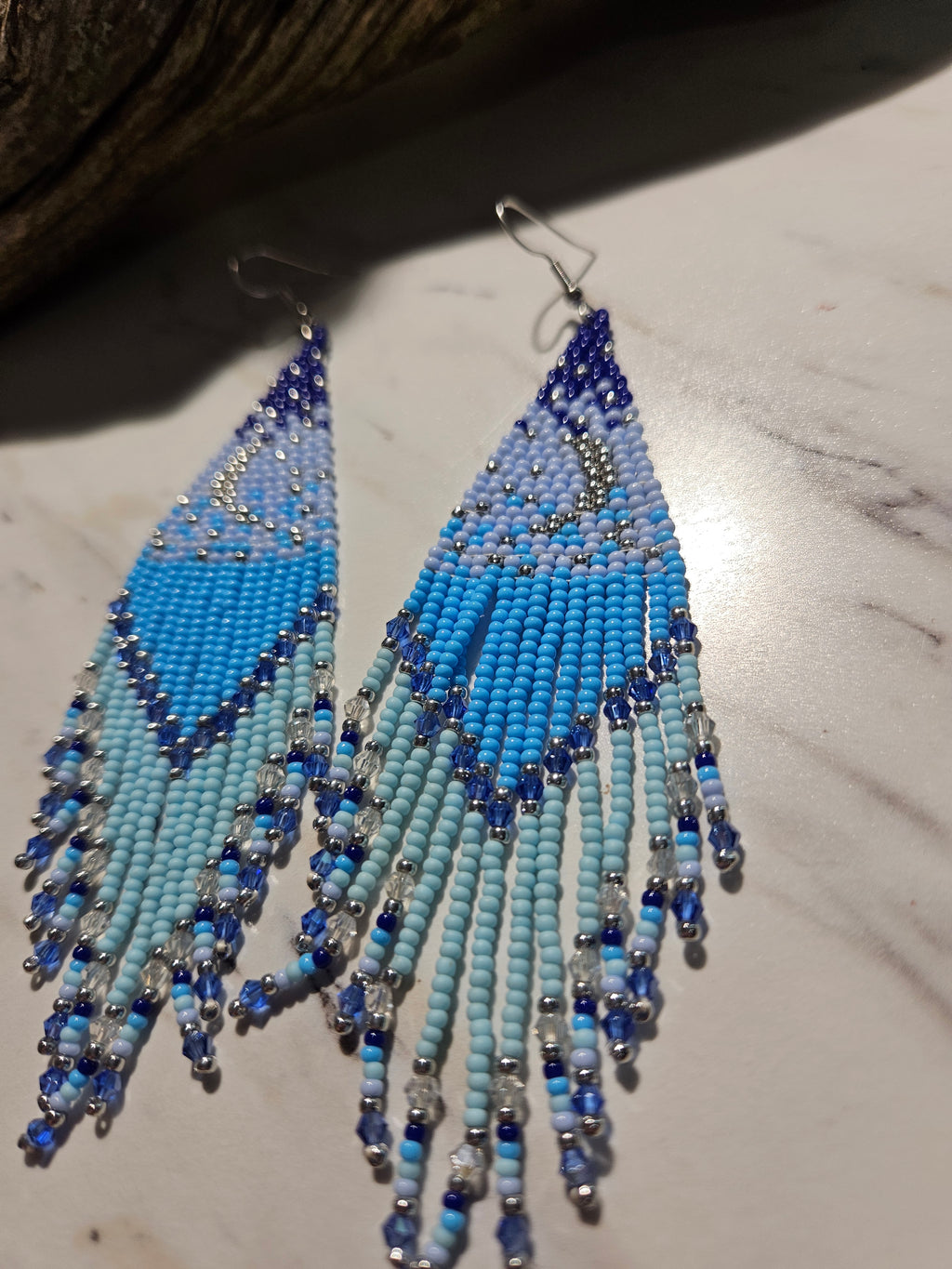 Moon and stars fringe earrings