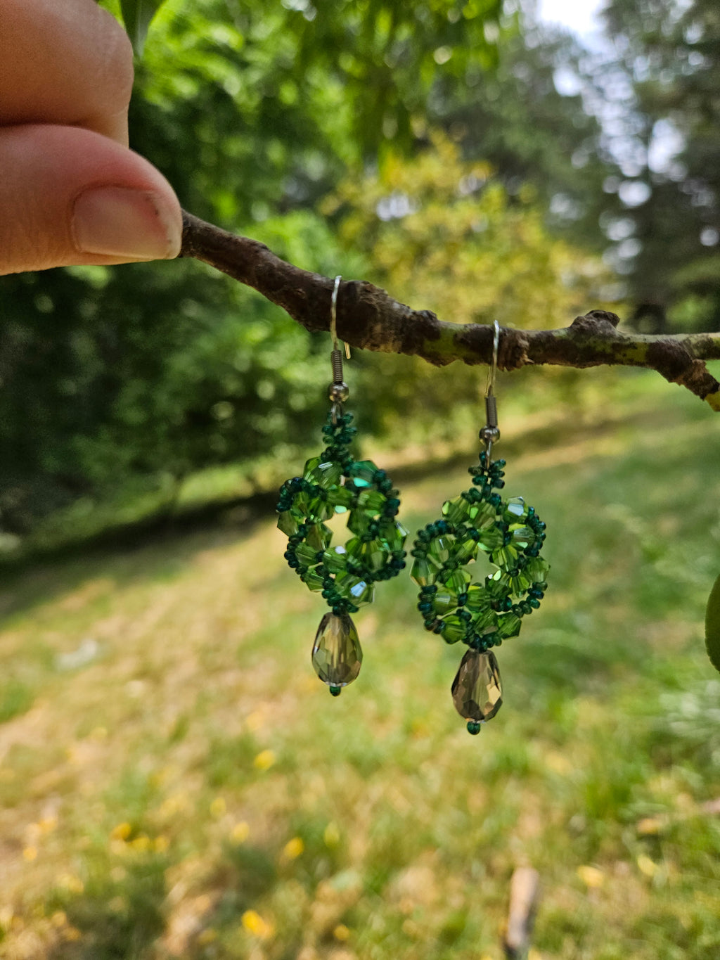 Forrest green swirl dangle earrings