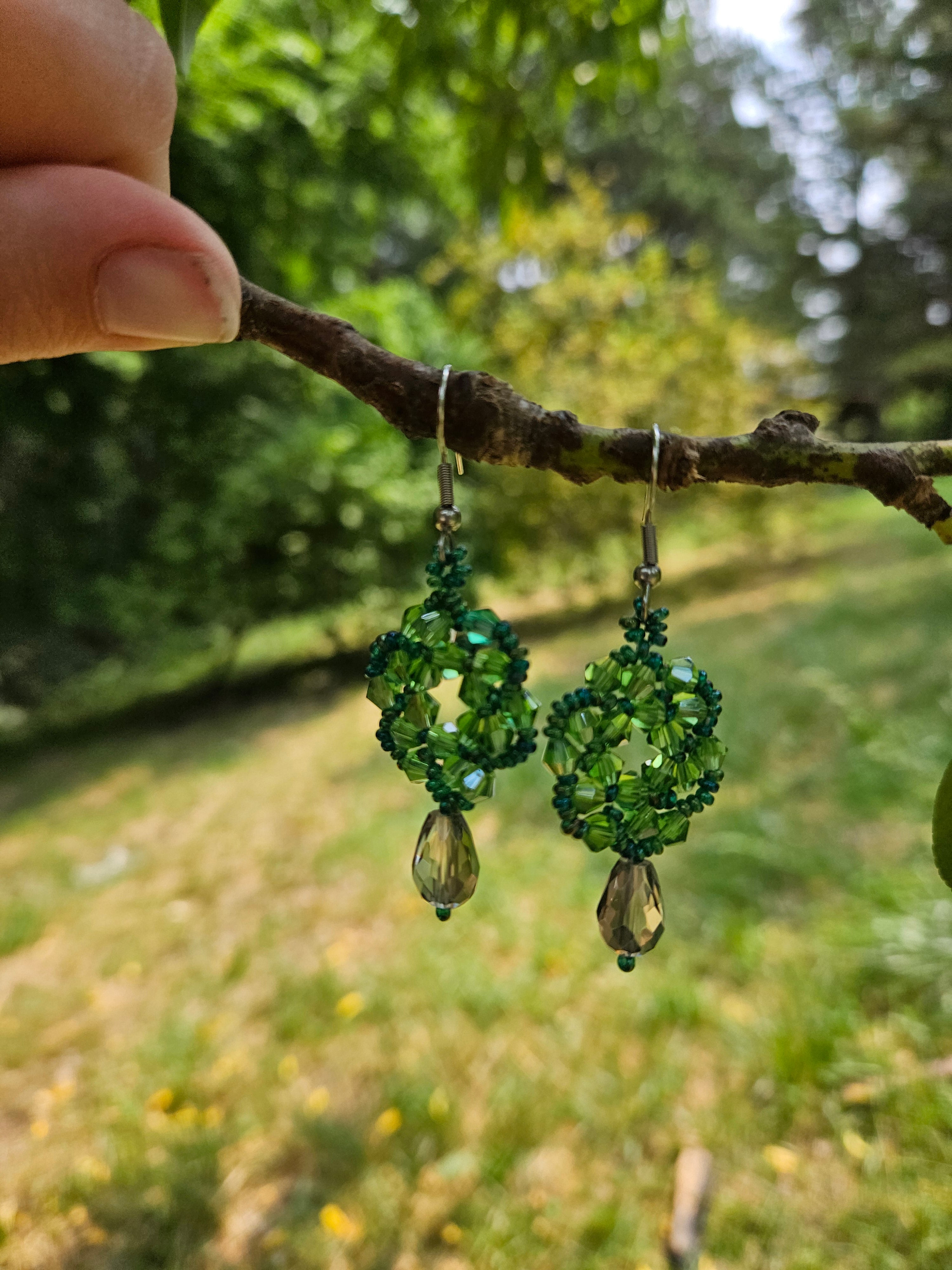 Forrest green swirl dangle earrings