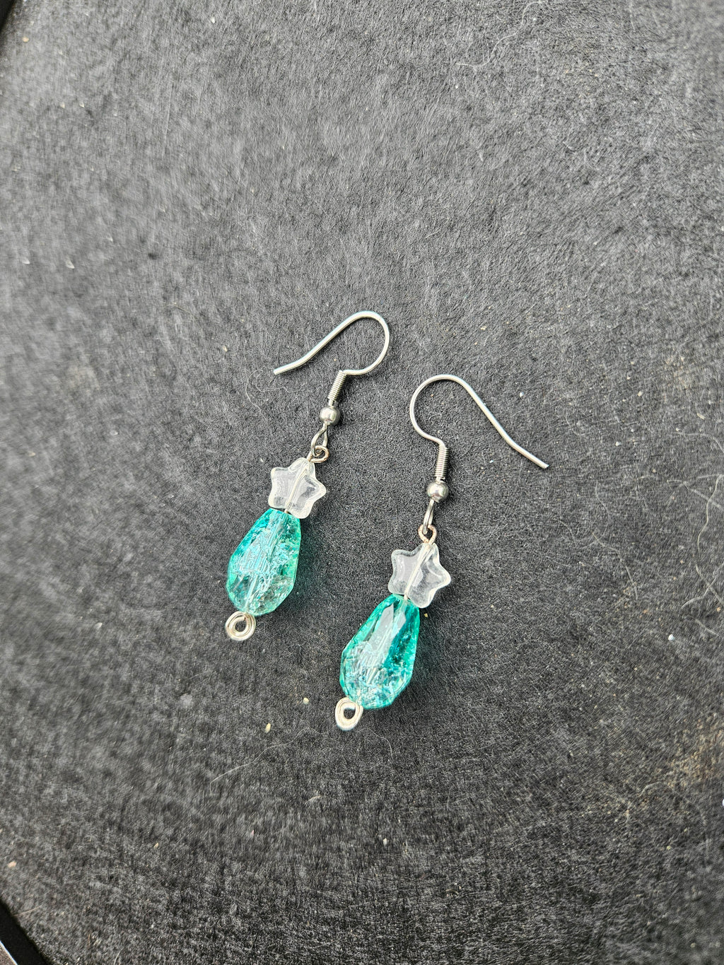 Blue star drop dangle earrings