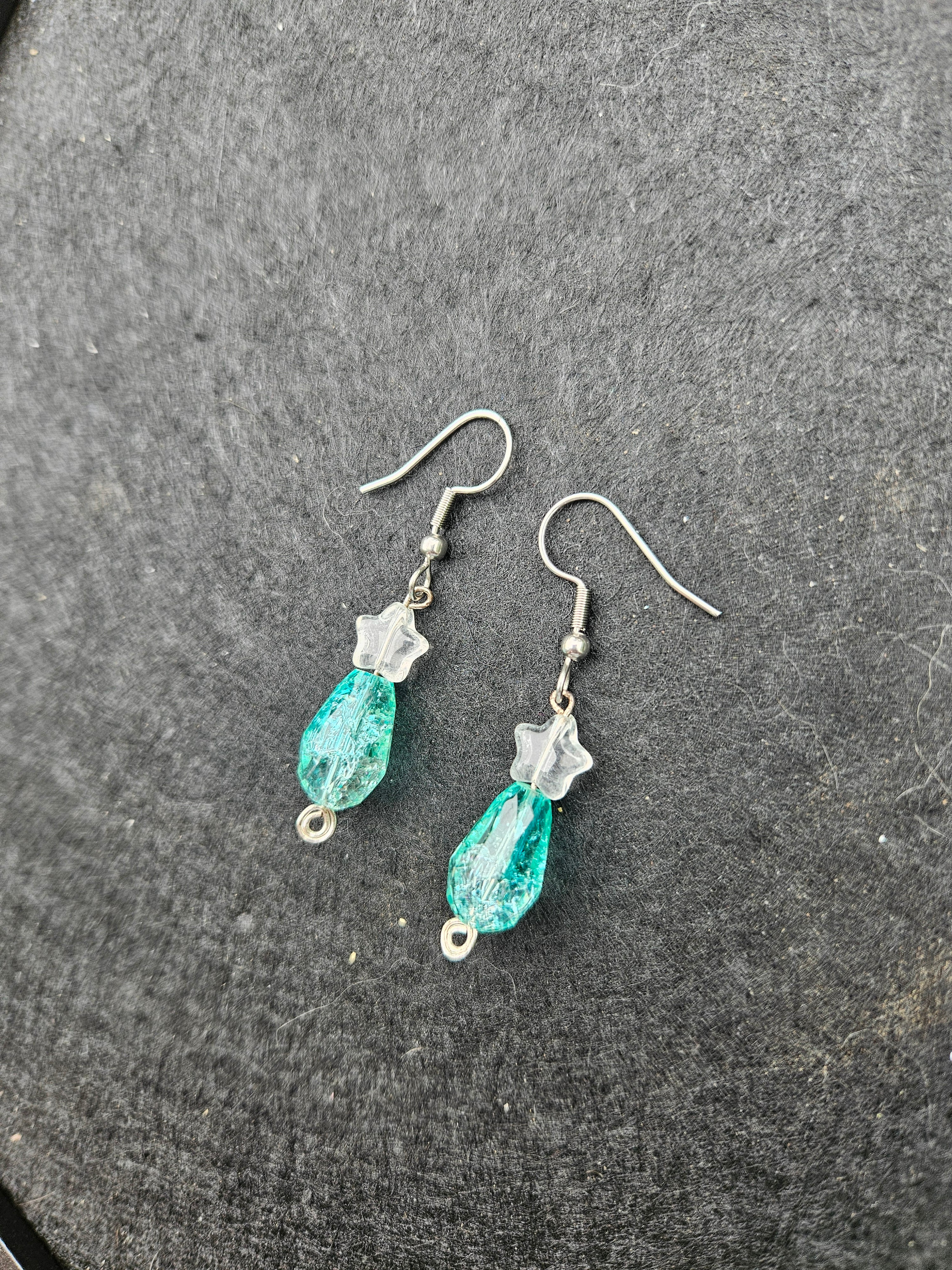 Blue star drop dangle earrings