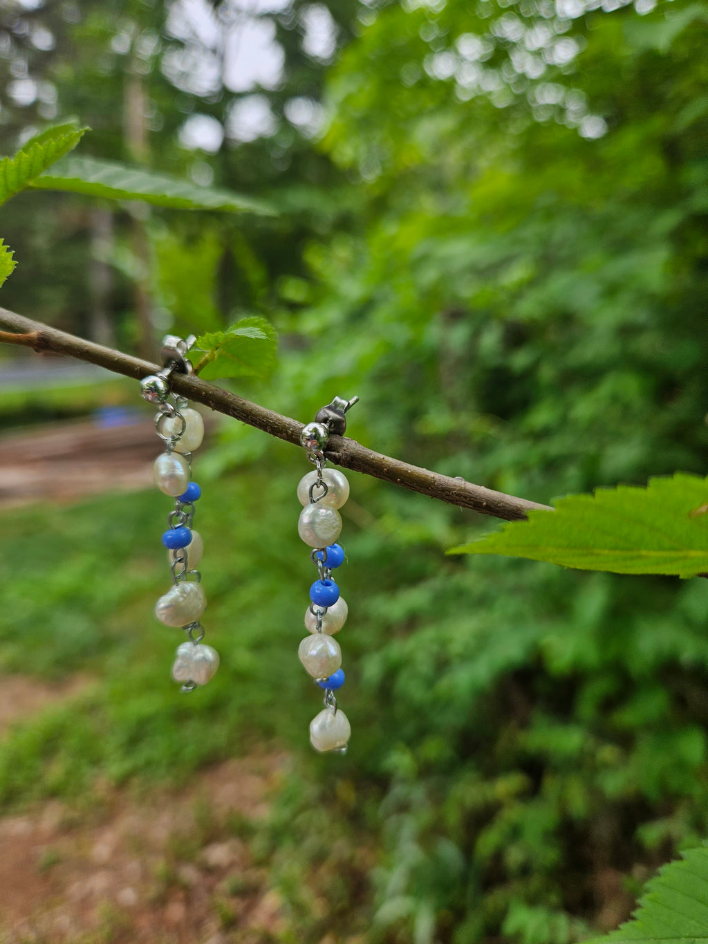 Real fresh water pearl dangle earrings