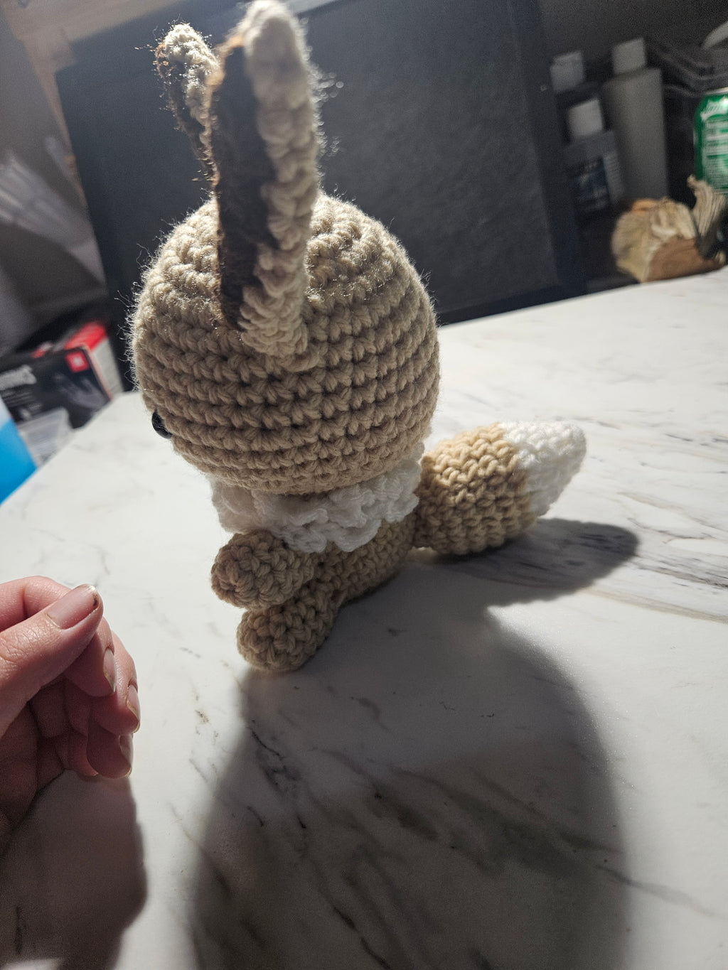 Homemade Eevee Pokémon inspired crochet stuffed animal