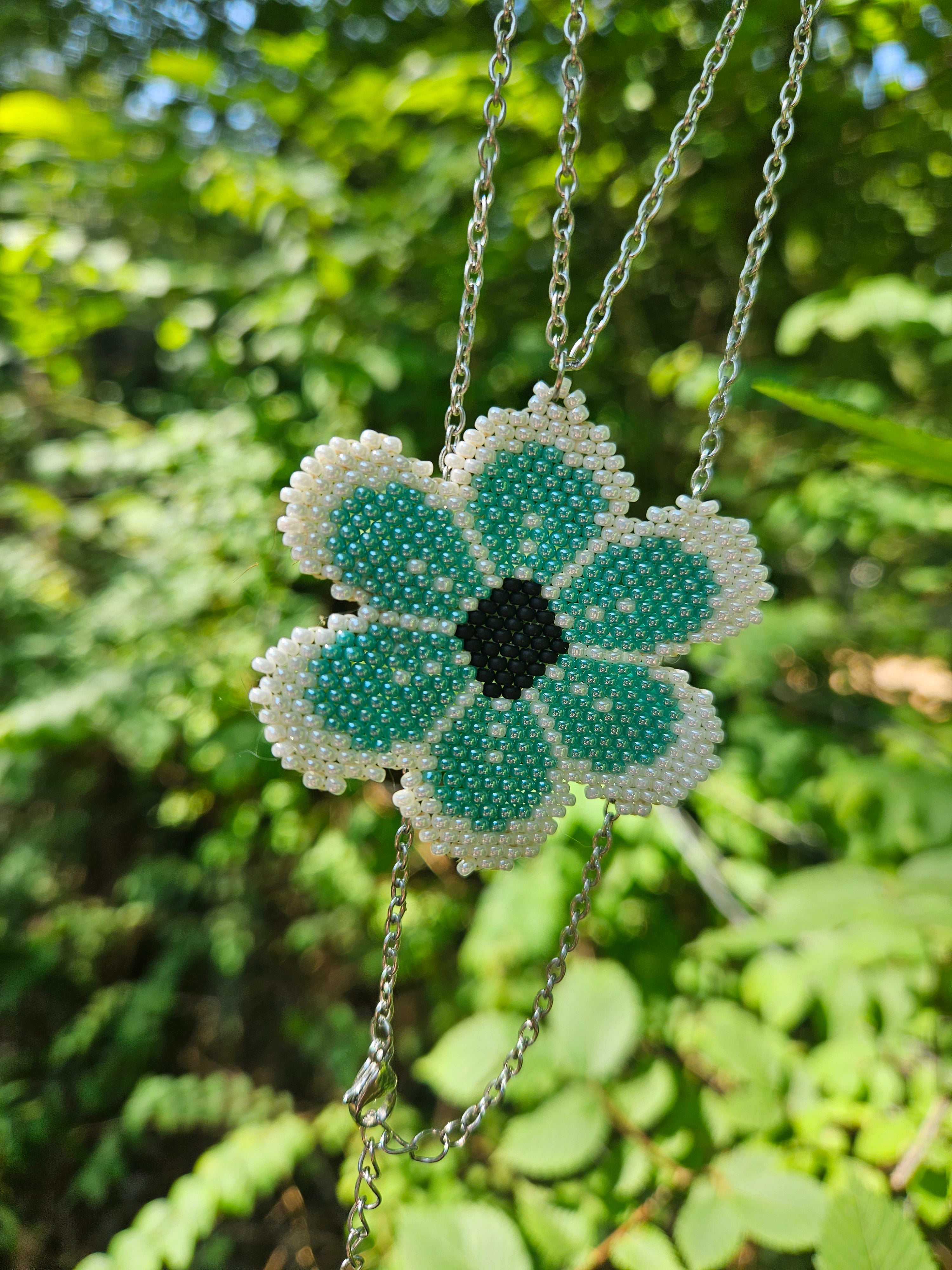 Mint Blossom Beaded Flower Necklace