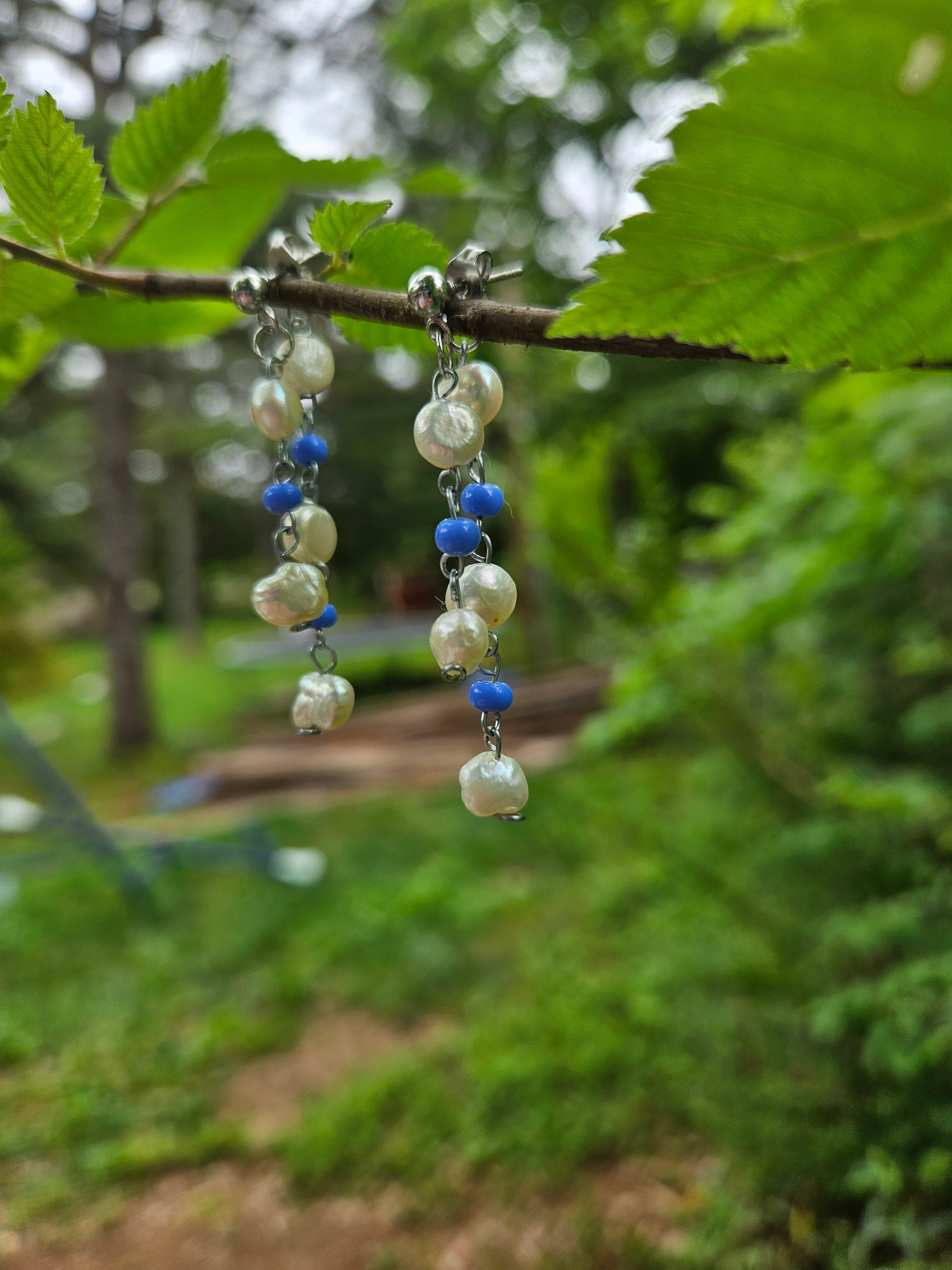 Real fresh water pearl dangle earrings