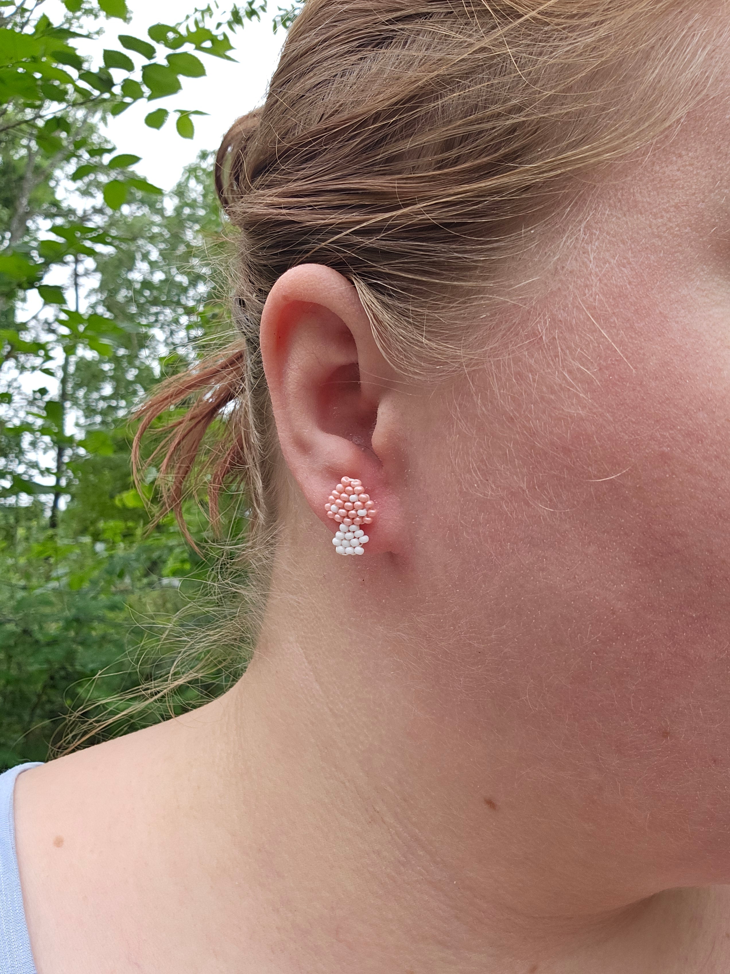 Pink Mushroom stud earrings